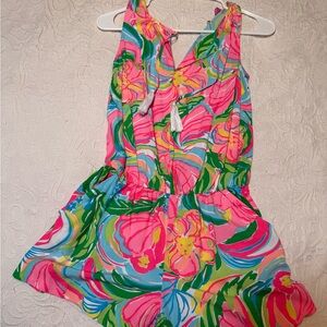 Lilly Pulitzer Colorful Floral Romper with Tassel Ties
